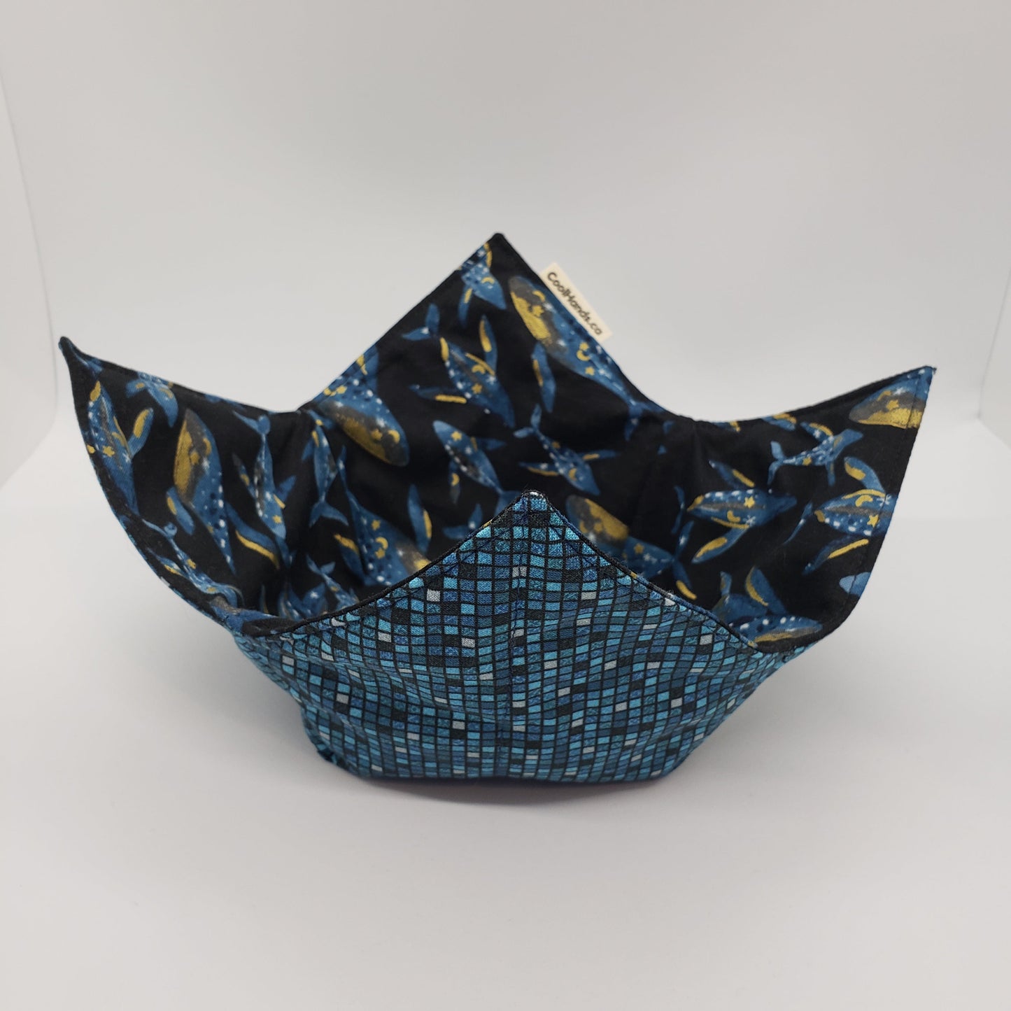 100% Cotton Microwavable Bowl Cozy - Deep Blue Sea