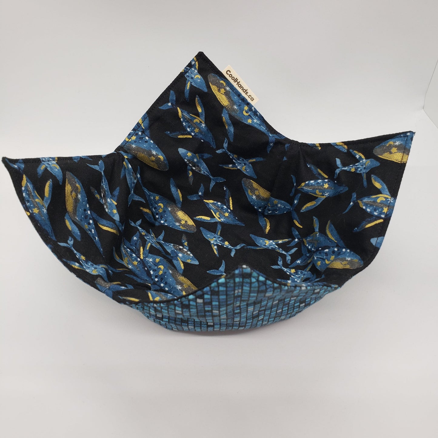 100% Cotton Microwavable Bowl Cozy - Deep Blue Sea