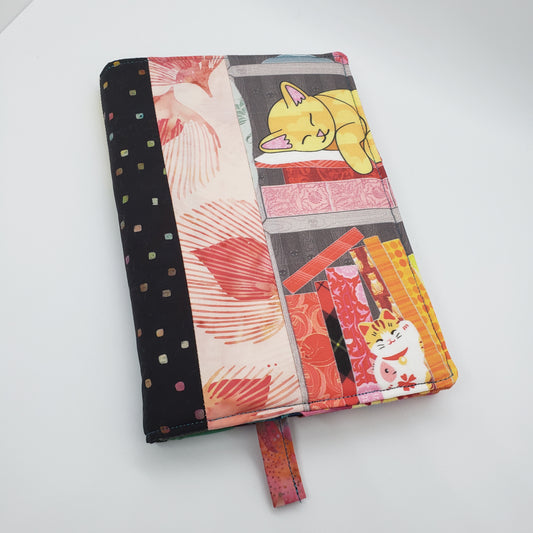 Handmade Journal Cover - Feline Down with a Good Book