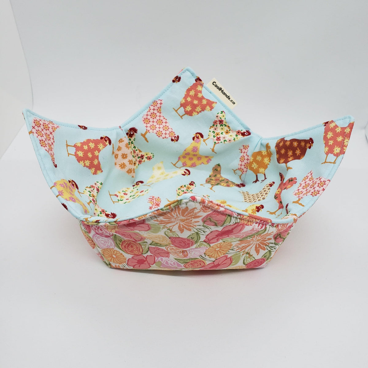 100% Cotton Microwavable Bowl Cozy - Spring Chicken.