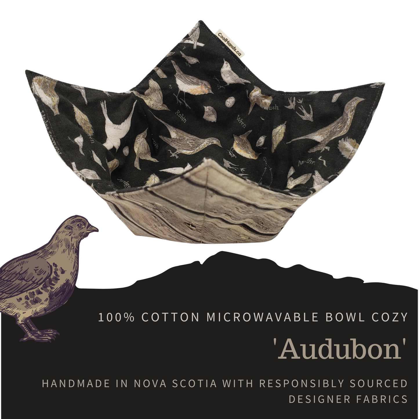 100% Cotton Microwavable Bowl Cozy - Audubon