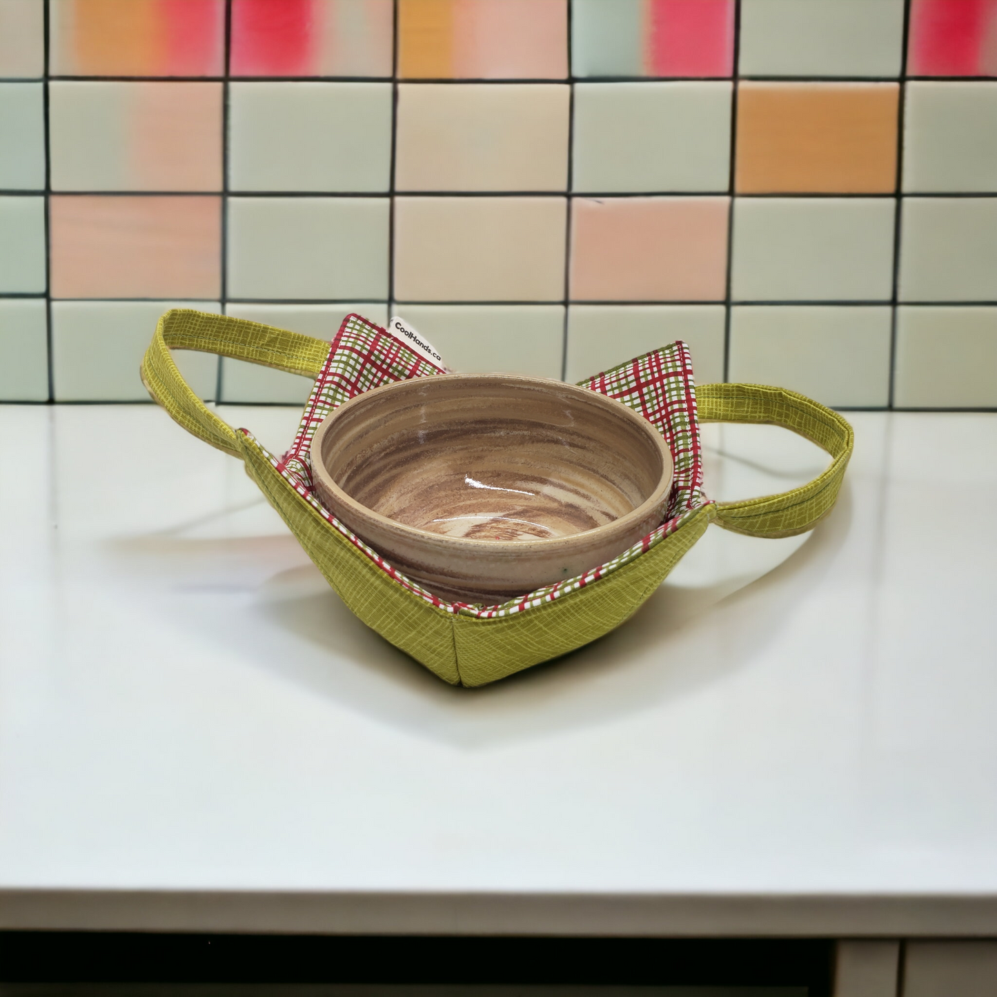 100% Cotton Microwavable Bowl Cozy - Made with Finger Loops