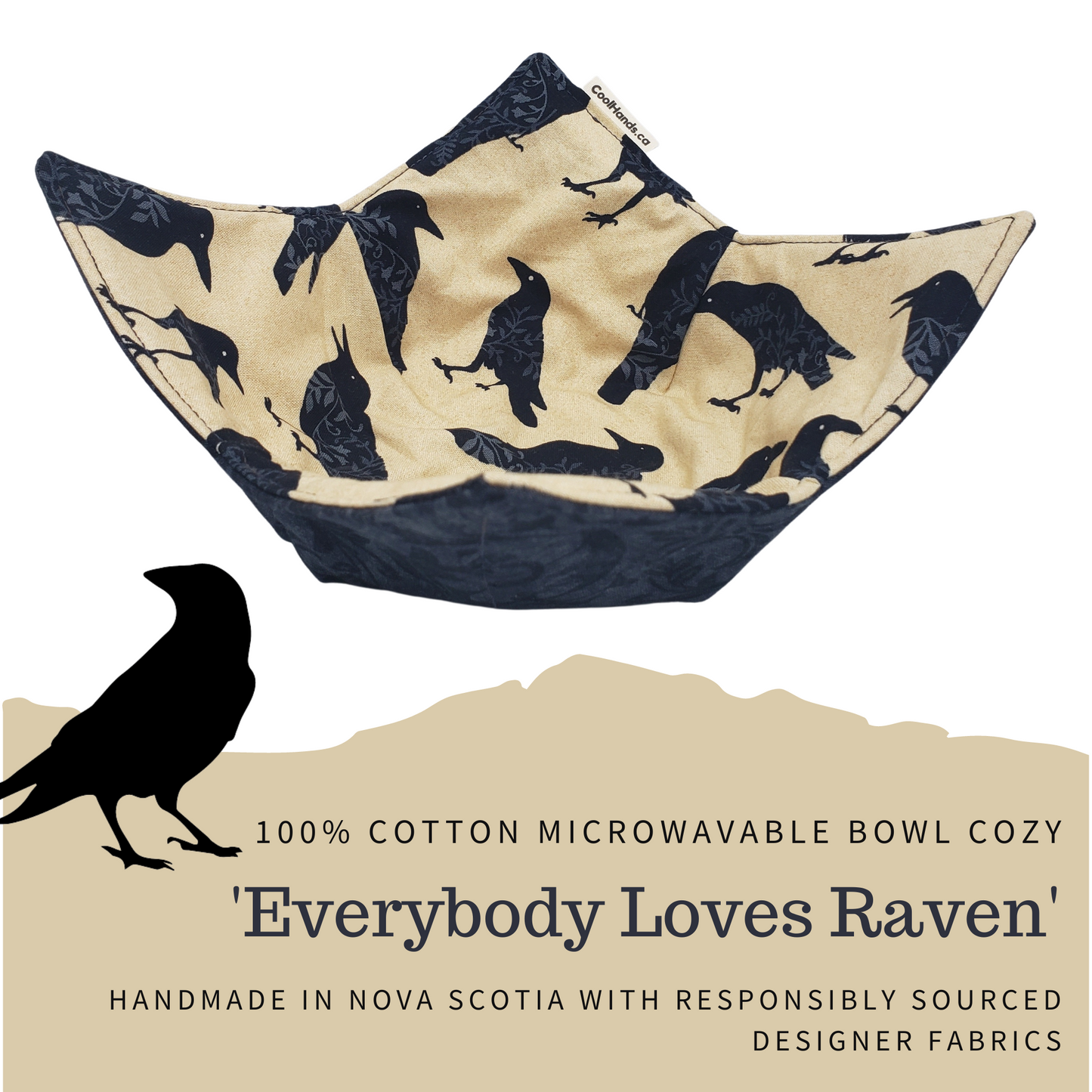 100% Cotton Microwavable Bowl Cozy - Everybody Loves Raven