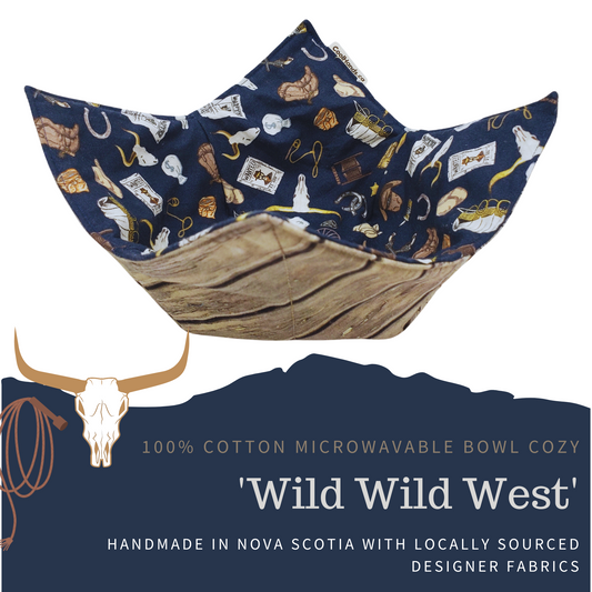 100% Cotton Microwavable Bowl Cozy - Wild, Wild West