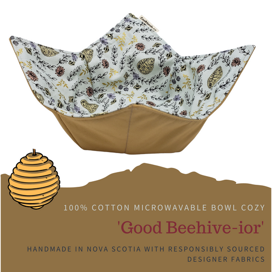 100% Cotton Microwavable Bowl Cozy - "Good Beehive-ior"
