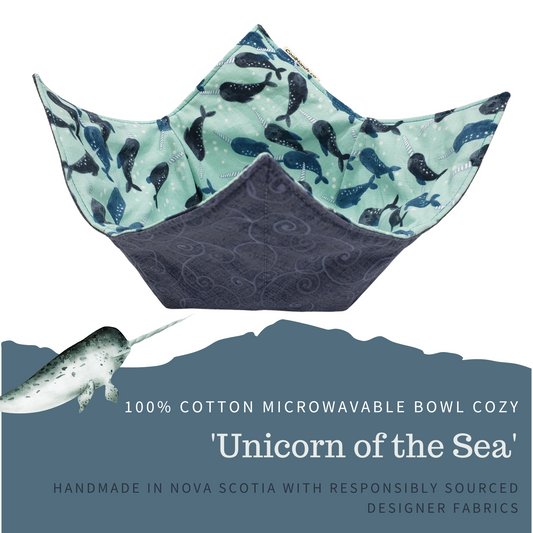 100% Cotton Microwavable Bowl Cozy - Unicorn of the Sea