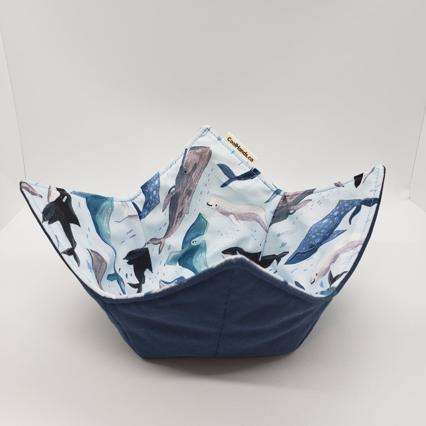 100% Cotton Microwavable Bowl Cozy - Whale Tales