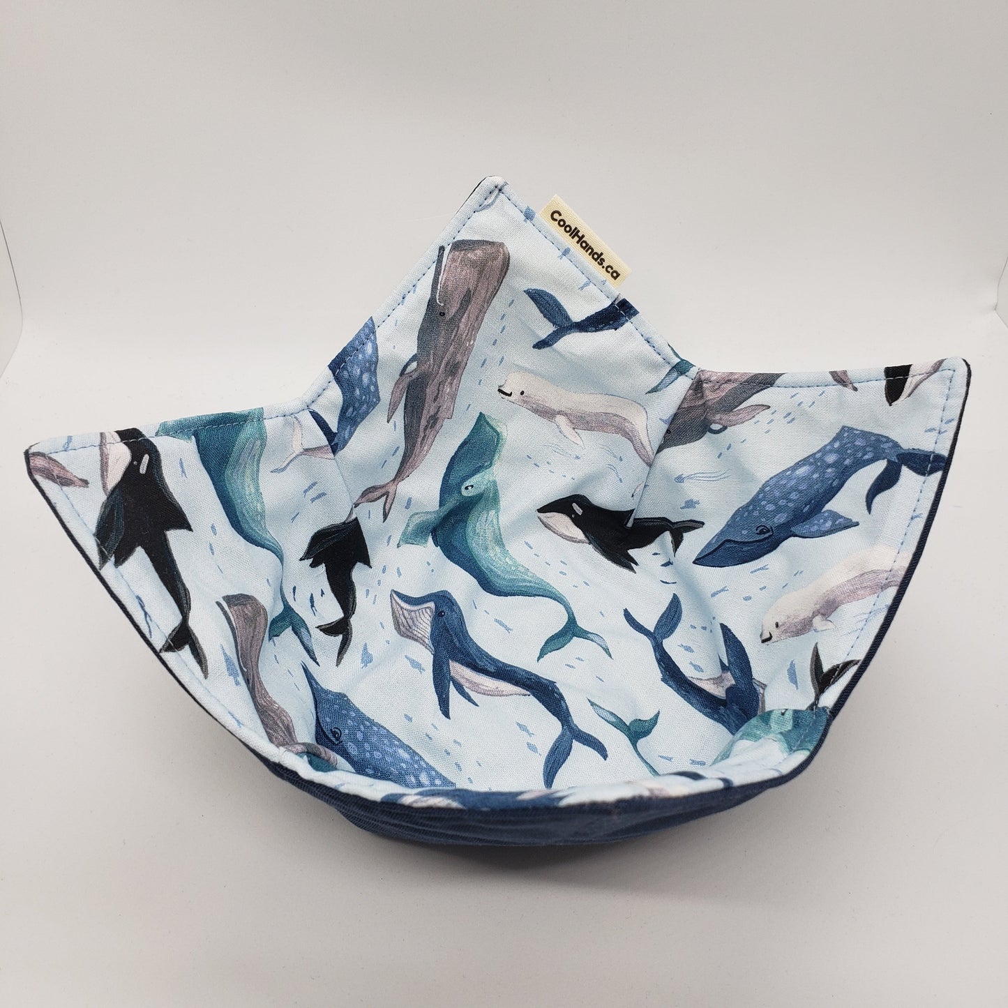 100% Cotton Microwavable Bowl Cozy - Whale Tales