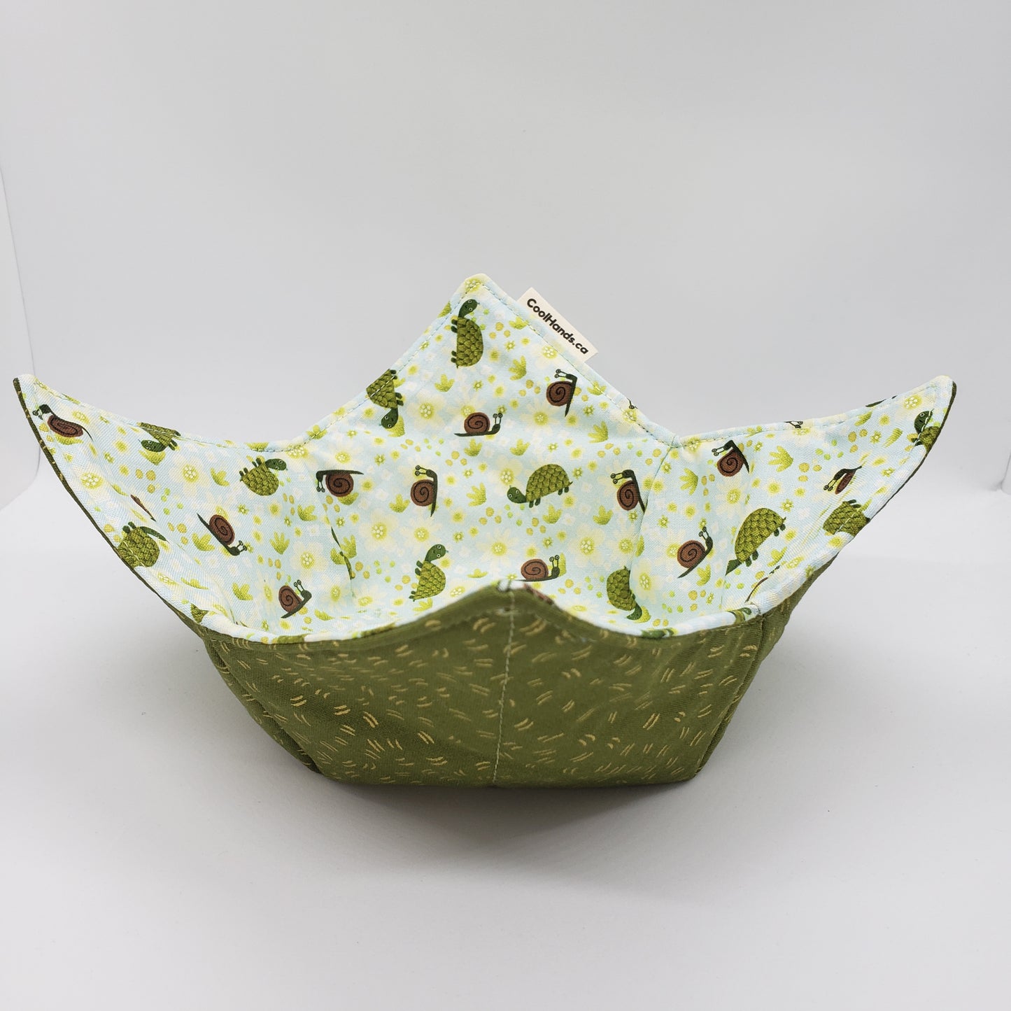 100% Cotton Microwavable Bowl Cozy - "Slow and Steady"