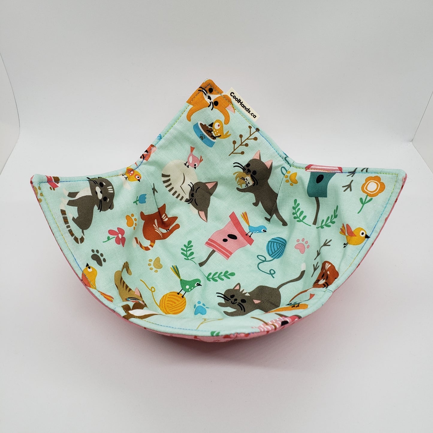 100% Cotton Microwavable Bowl Cozy - "The Whole Kitten Caboodle"