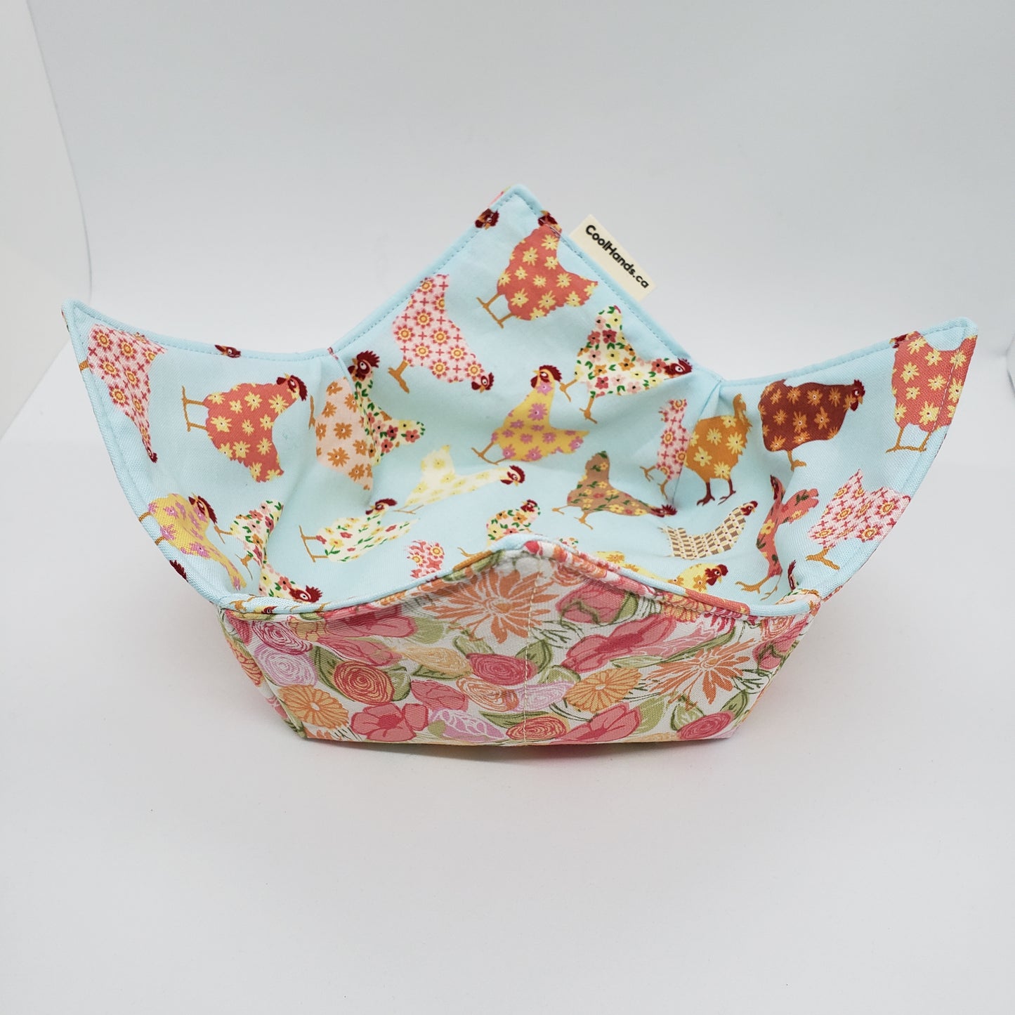 100% Cotton Microwavable Bowl Cozy - Spring Chicken