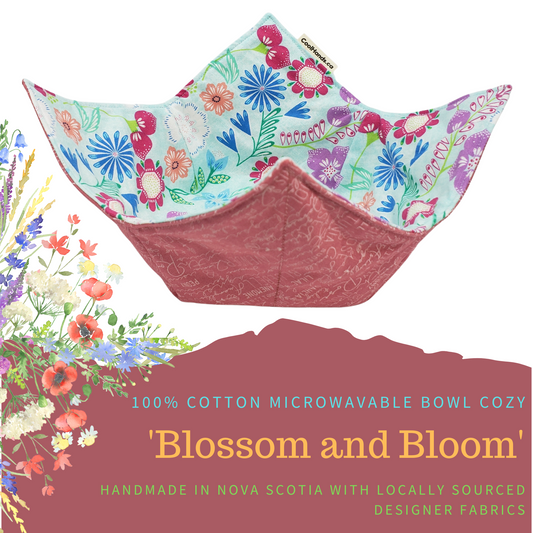 100% Cotton Microwavable Bowl Cozy - 'Blossom and Bloom'
