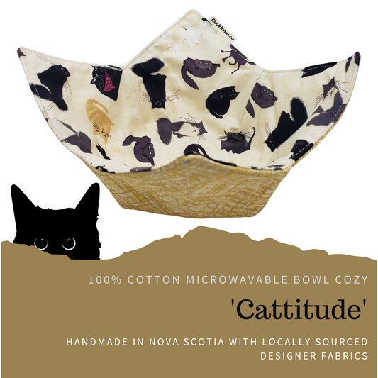 100% Cotton Microwavable Bowl Cozy - Cattitude