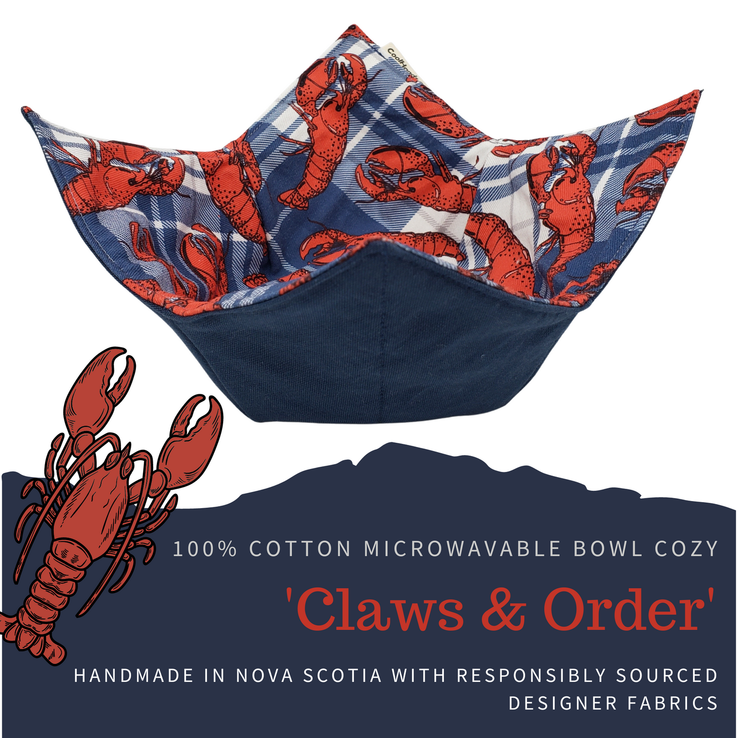 100% Cotton Microwavable Bowl Cozy - "Claws & Order"