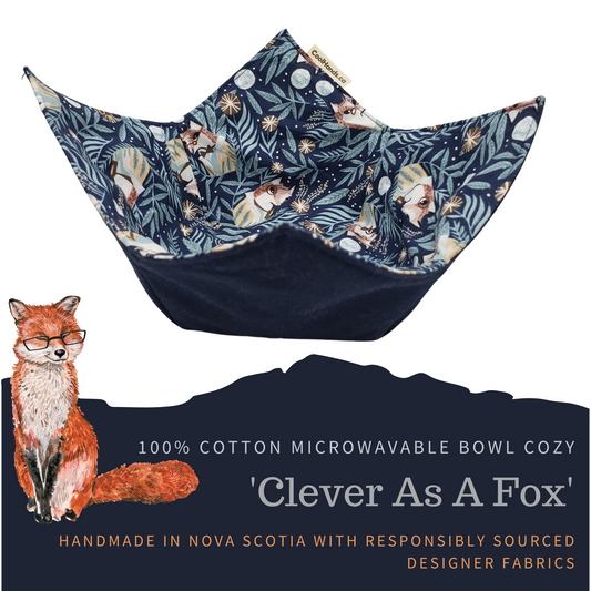 100% Cotton Microwavable Bowl Cozy - Clever As A Fox