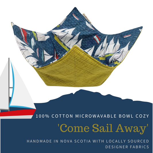 100% Cotton Microwavable Bowl Cozy - Come Sail Away