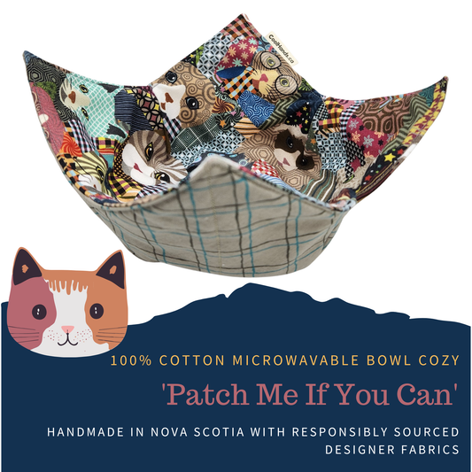 100% Cotton Microwavable Bowl Cozy - Patch Me If You Can