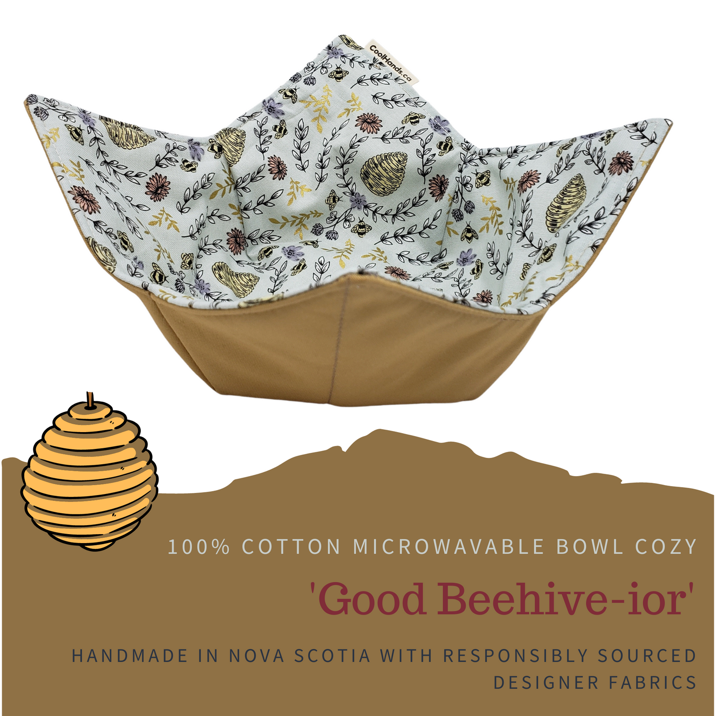 100% Cotton Microwavable Bowl Cozy - Good Beehive-ior