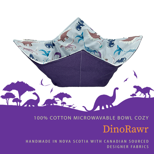 100% Cotton Microwavable Bowl Cozy - DinoRawr