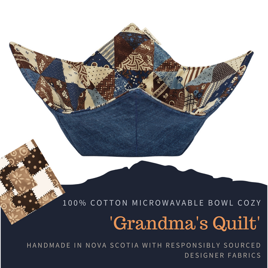 100% Cotton Microwavable Bowl Cozy - Grandmas Quilt