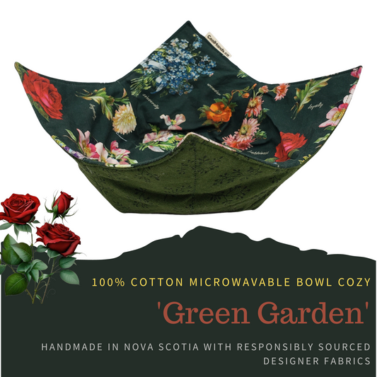 100% Cotton Microwavable Bowl Cozy - Green Garden