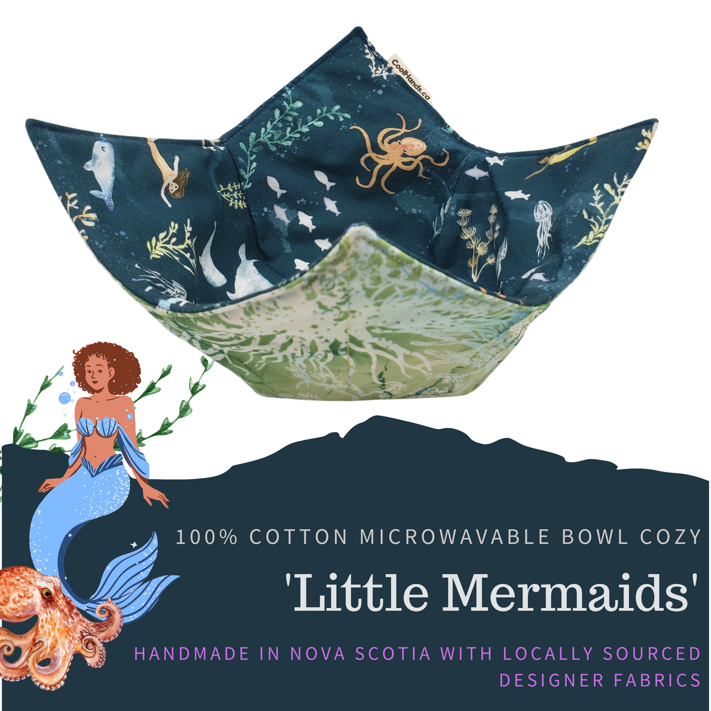 100% Cotton Microwavable Bowl Cozy - Little Mermaids