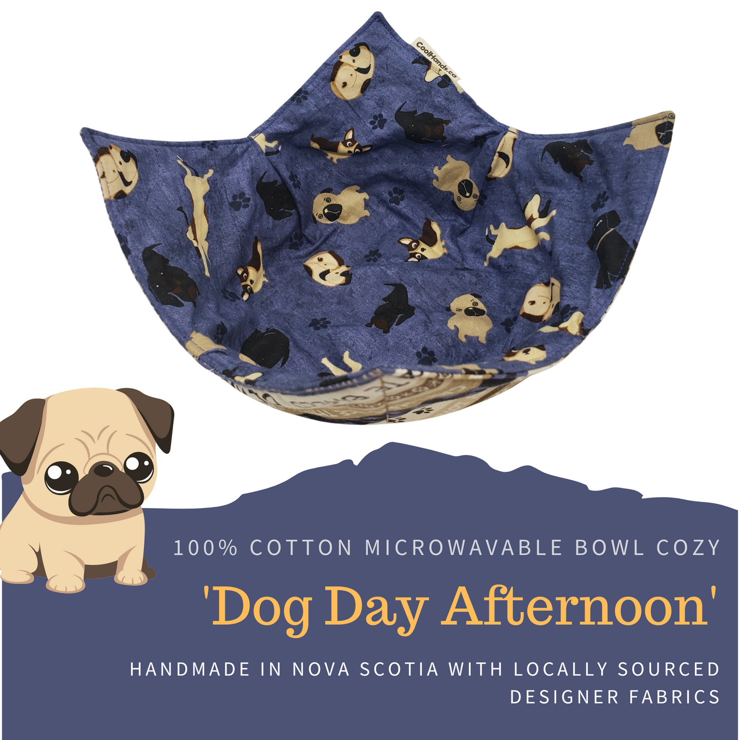 100% Cotton Microwavable Bowl Cozy - Dog Day Afternoon