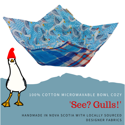 100% Cotton Microwavable Bowl Cozy - See? Gulls!