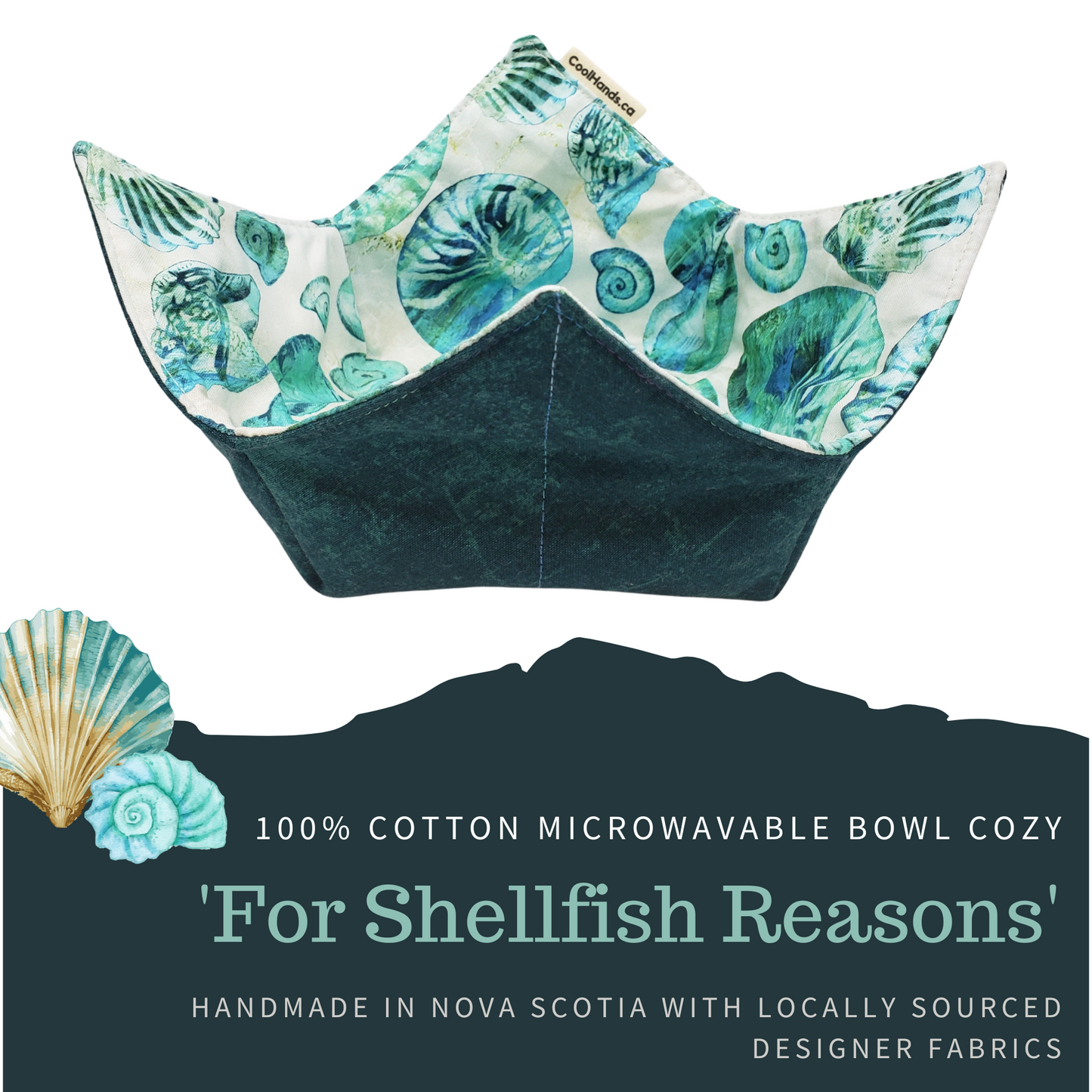 100% Cotton Microwavable Bowl Cozy - "For Shellfish Reasons"