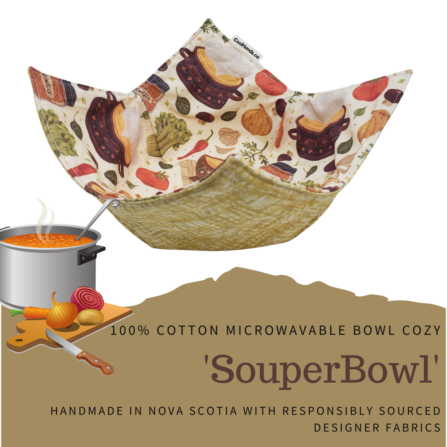 100% Cotton Microwavable Bowl Cozy - SouperBowl