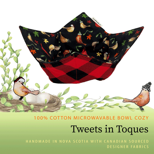 100% Cotton Microwavable Bowl Cozy - Tweets in Toques