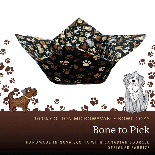 100% Cotton Microwavable Bowl Cozy - Bone to Pick