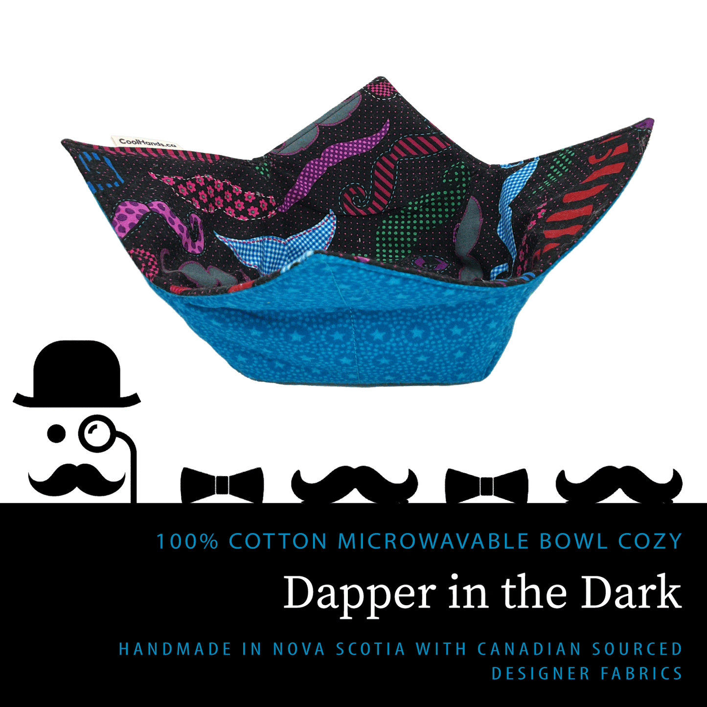 100% Cotton Microwavable Bowl Cozy - Dapper in the Dark