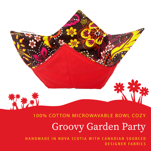 100% Cotton Microwavable Bowl Cozy - Groovy Garden Party