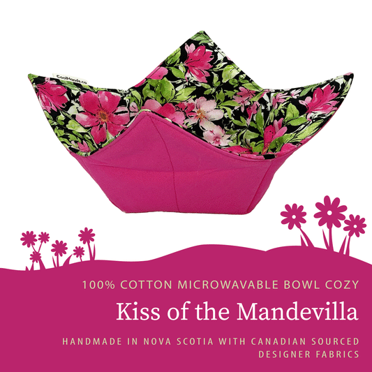 100% Cotton Microwavable Bowl Cozy - Kiss of the Mandevilla