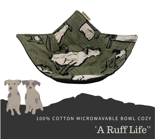 100% Cotton Microwavable Bowl Cozy - A Ruff Life
