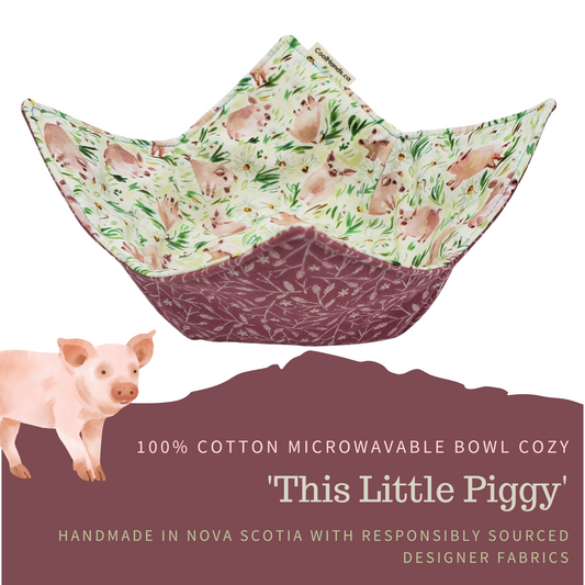100% Cotton Microwavable Bowl Cozy - This Little Piggy