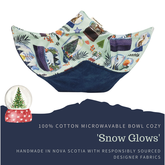 100% Cotton Microwavable Bowl Cozy - Snow Glows